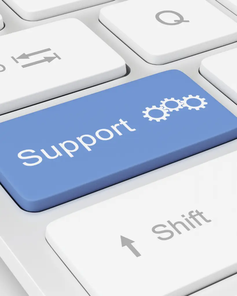 Illustration of a keyboard with a Support button in blue